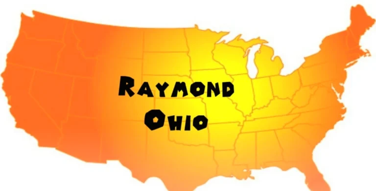 Quaint street view of Raymond, Ohio, with historic post office and scenic Union County countryside.